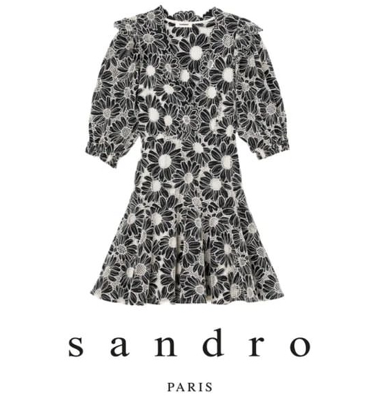 короткое платье с вышивкой sandro